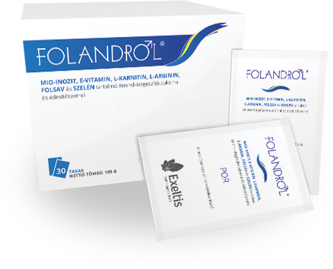 Folandrol termékcsomagolás: tasakokat tartalmazo doboz